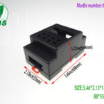 XDI02-31 — Black Plastic DIN Enclosure with Pre-Cut Holes and Red Locking 尺寸图